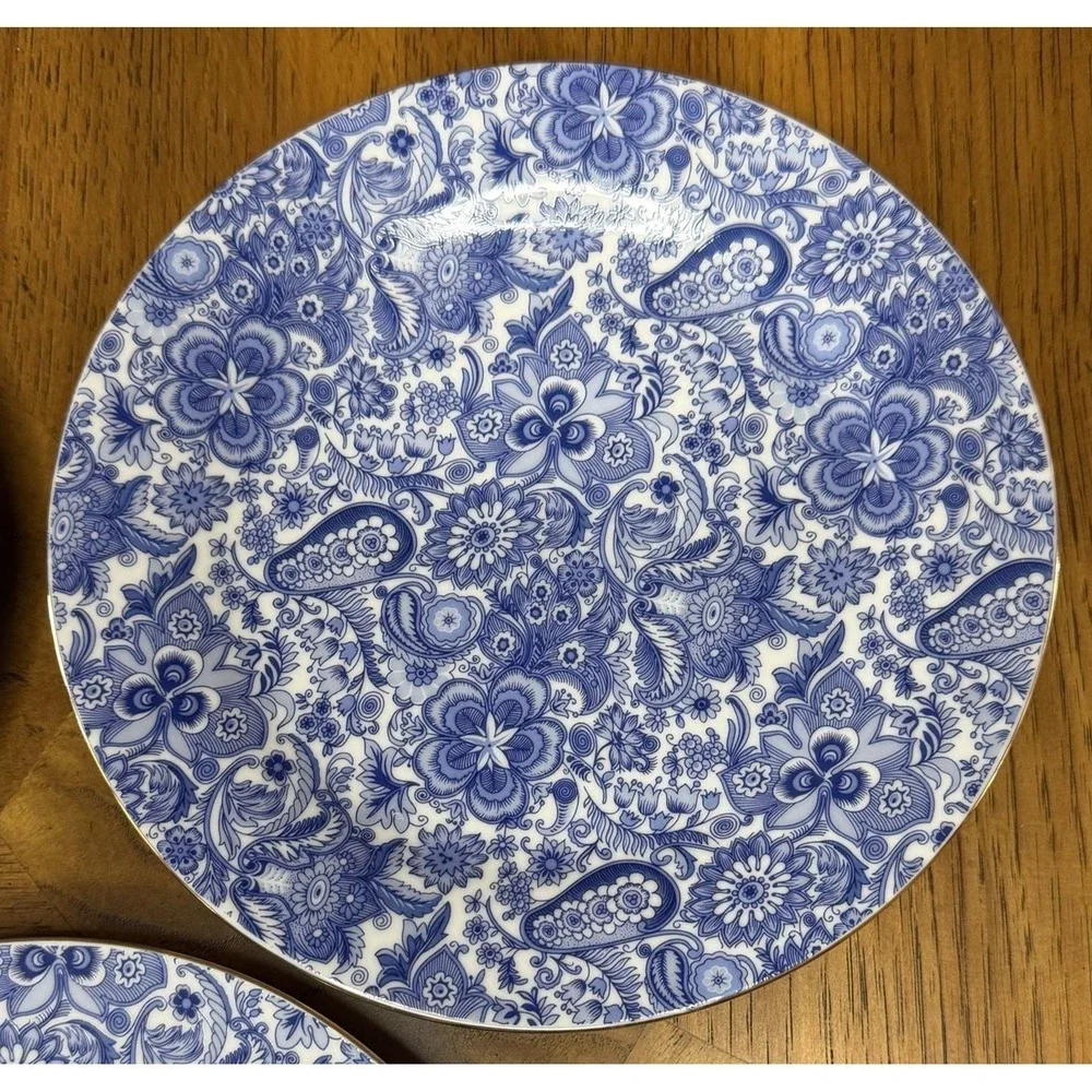 5‎ Antique Reflections J Godinger Blue Floral Dessert Plate 7.5